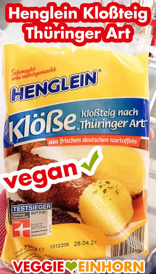 Henglein Kloßteig Thüringer Art ist vegan. Eine Packung Henglein Kloßteig Thüringer Art
