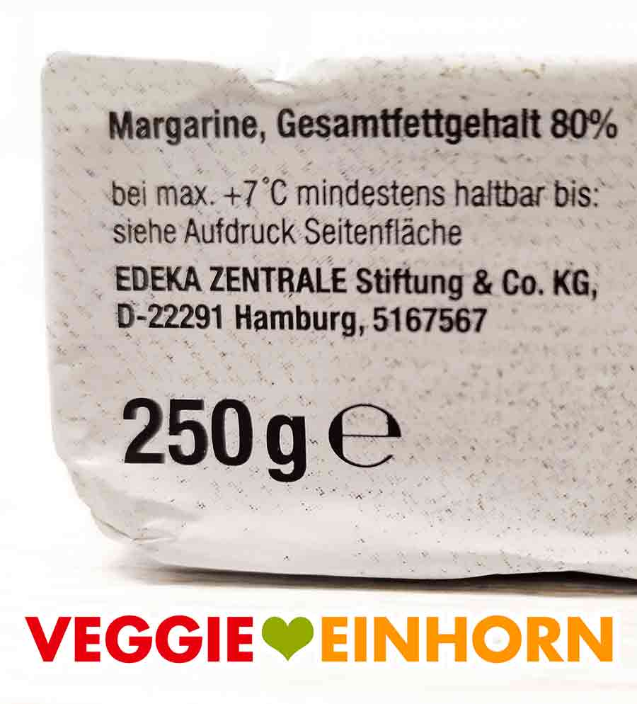 Adresse der Edeka Zentrale auf der My Veggie No Butter Edeka Zentrale Stiftung & Co. KG, D-22291 Hamburg