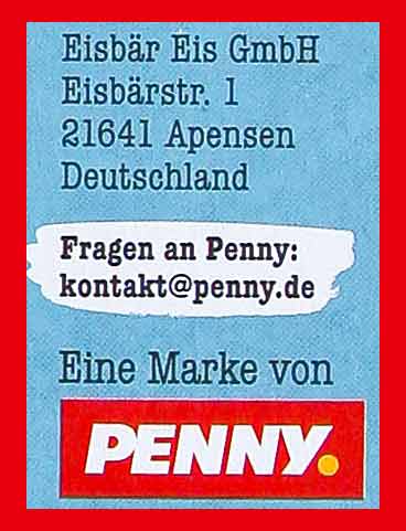 Die Eisbär Eis GmbH ist Hersteller des veganen Stieleis von Penny Food For Future. Eisbär Eis GmbH Eisbärstr. 1 21641 Apensen