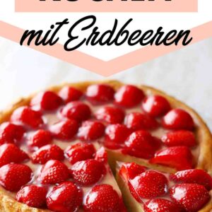 Veganer Käsekuchen ohne Ei mit Erdbeeren