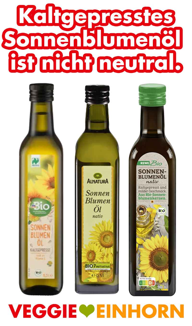 Flaschen mit kaltgepresstem Sonnenblumenöl