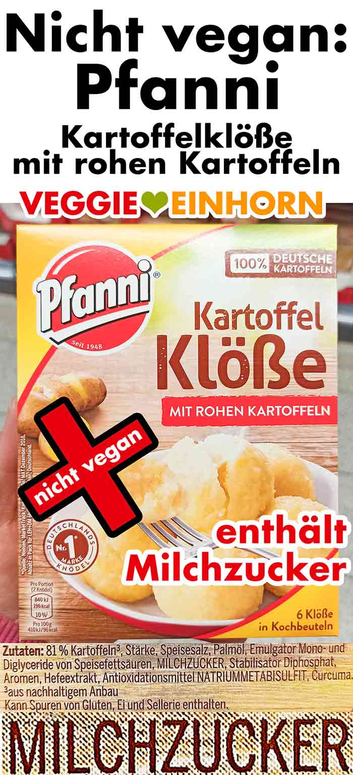 Die Pfanni Kartoffelklöße enthalten Milchzucker. Pfanni Kartoffel Klöße mit rohen Kartoffeln
