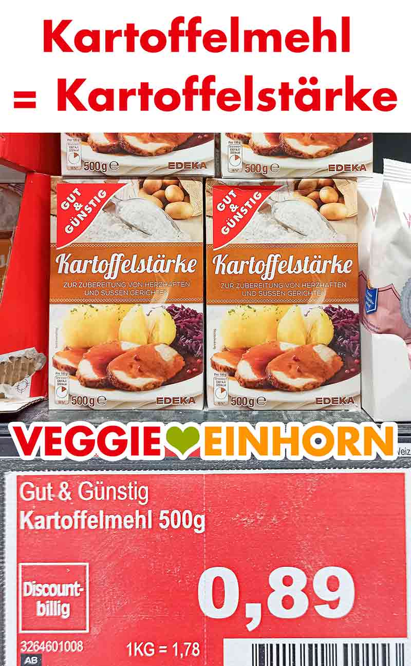 Kartoffelmehl ist das gleiche wie Kartoffelstärke Packungen mit Kartoffelmehl bei Edeka