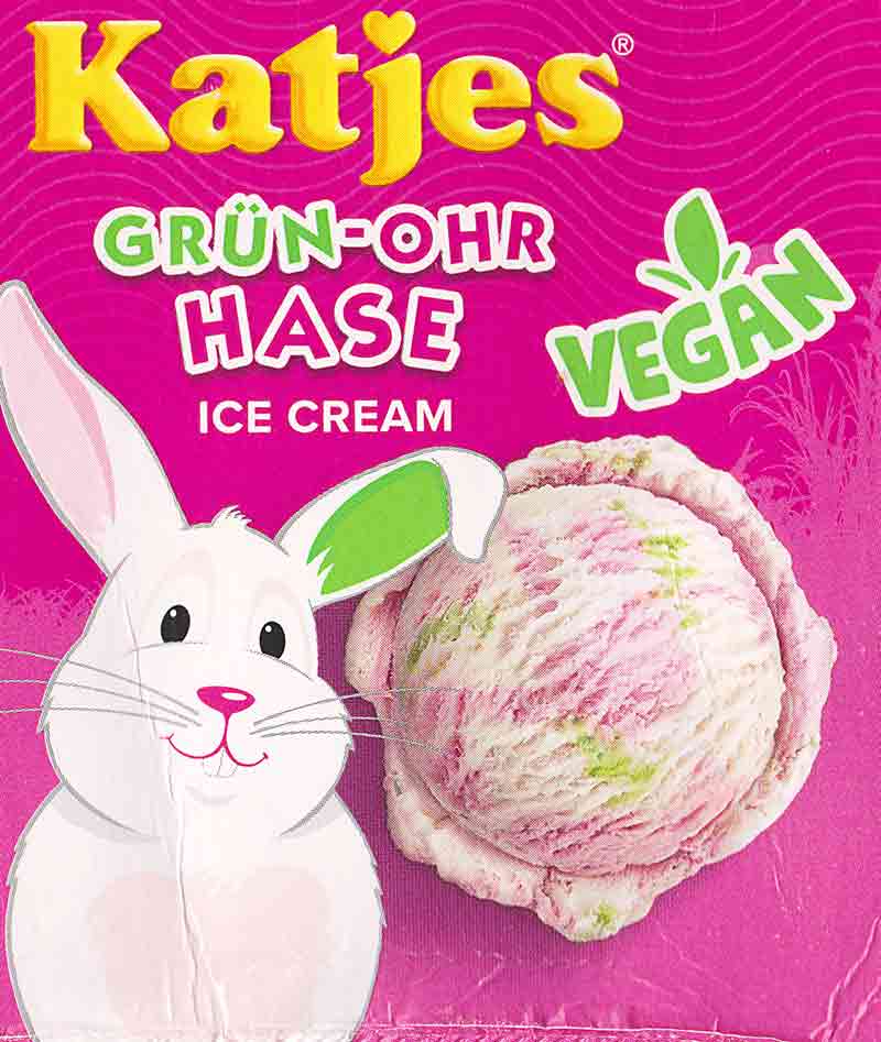 Das Grünohrhasen Eis von Katjes ist aus Hafer. Katjes Grün Ohr Hase Ice Cream vegan