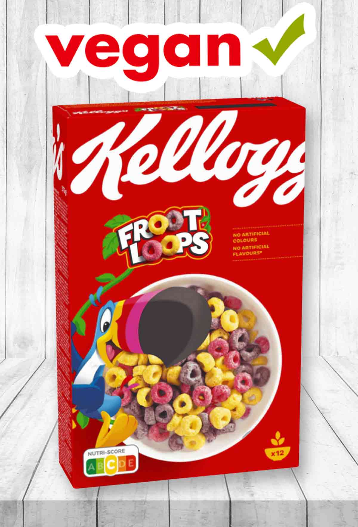 Die Froot Loops von Kellogg's sind vegan. Froot Loops