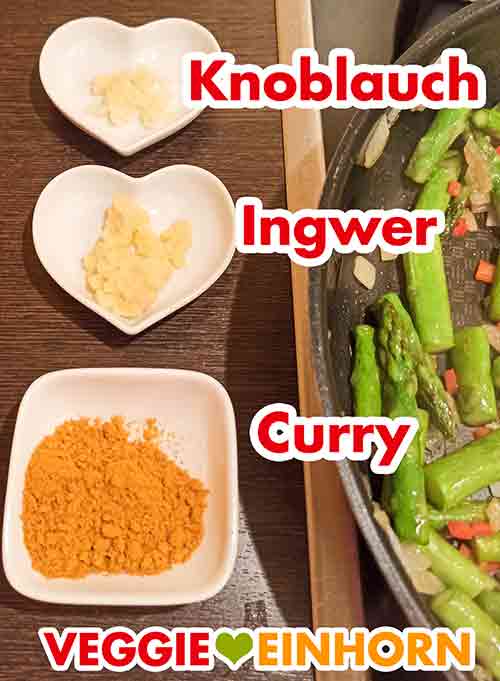 Knoblauch, frischer Ingwer und Curry Pulver Gepresster Knoblauch, geriebener Ingwer und Currypulver