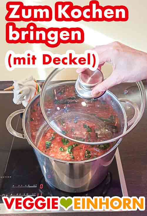 Zum Kochen bringen Mit Topfdeckel zum Kochen bringen
