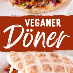Veganer Döner mit Rotkohl, Salat und veganer Dönersoße
