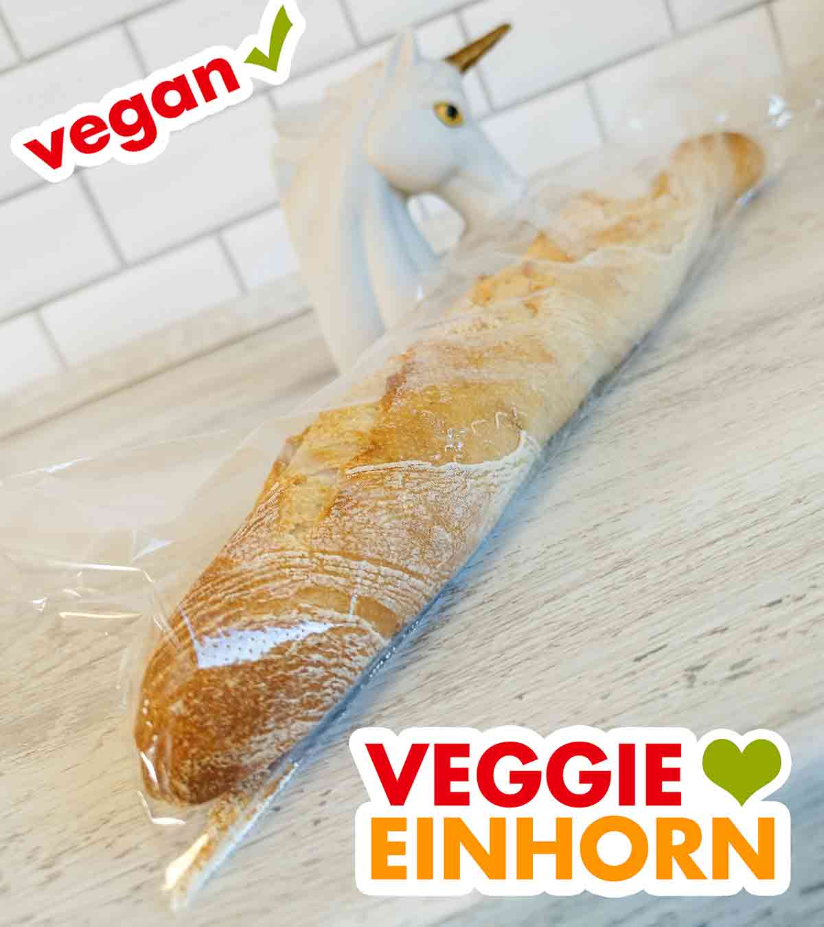 Die Rustiguette ist in einer Tüte aus Plastikfolie verpackt. Rustiguette in Plastiktüte