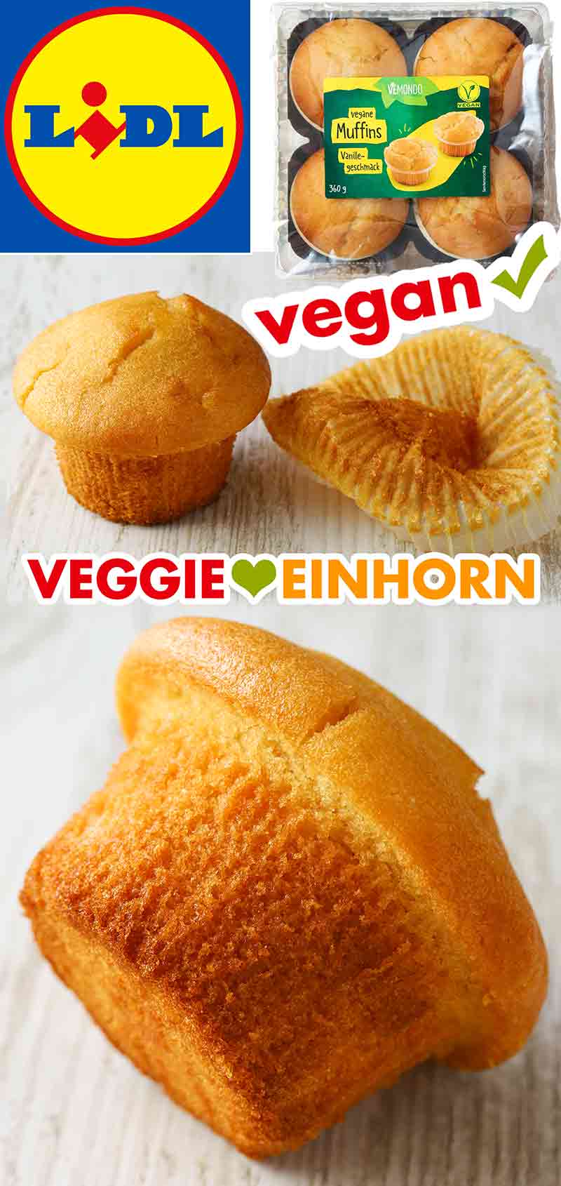 So sieht der vegane Vanille Muffin von Lidl Vemondo ausgepackt aus. Ausgepackter veganer Vanillemuffin von Lidl