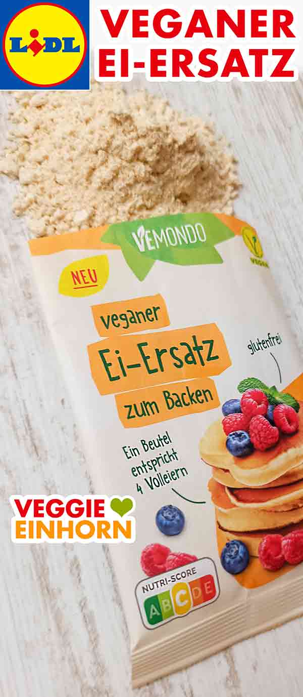 So sieht das Vollei-Ersatz Pulver von Vemondo aus. Eine geöffnete Packung veganer Ei-Ersatz von Lidl
