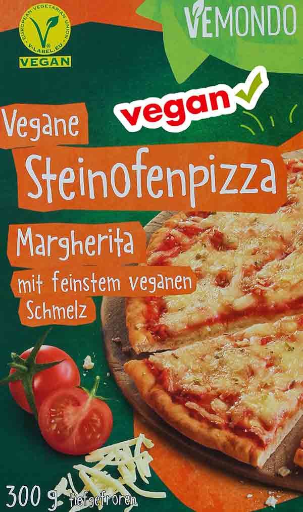 Lidl Vemondo Vegane Pizza Margherita mit feinstem veganen Schmelz Vegane Steinofenpizza Margherita