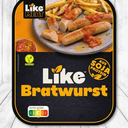 Eine Packung Like Meat Bratwurst