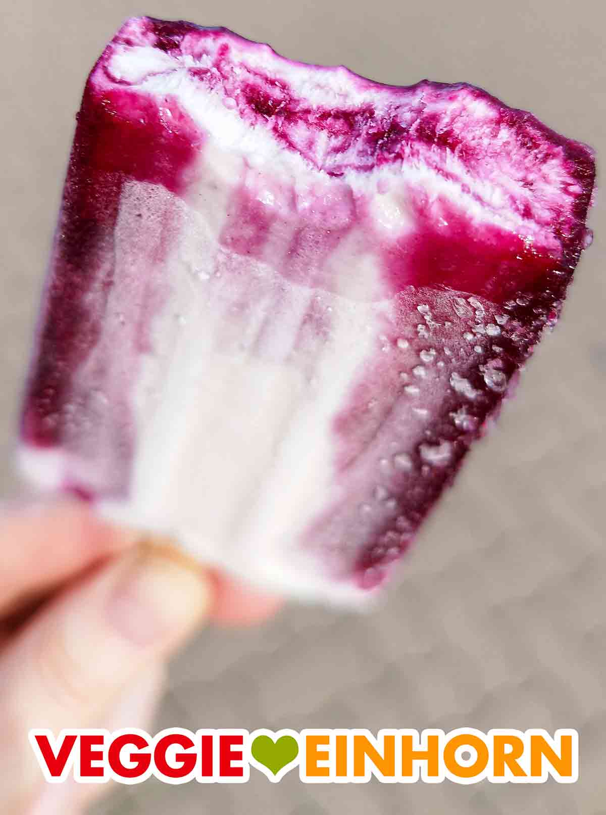 Die Mischung von cremigem Kokosnuss-Eis und Blaubeersorbet schmeckt köstlich. Kokosnusseis und Blaubeer-Sorbet des Likkies Blueberry Coconut