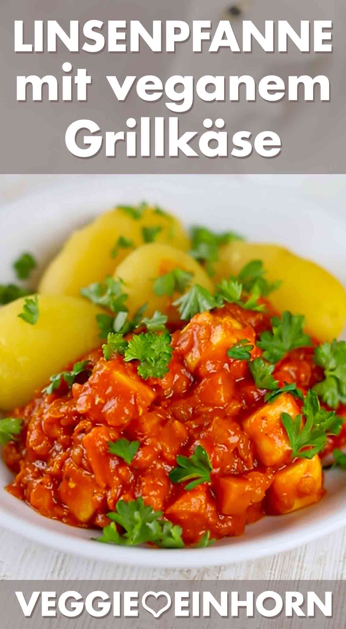 Rote Linsen Pfanne mit veganem Halloumi Linsenpfanne mit veganem Grillkäse