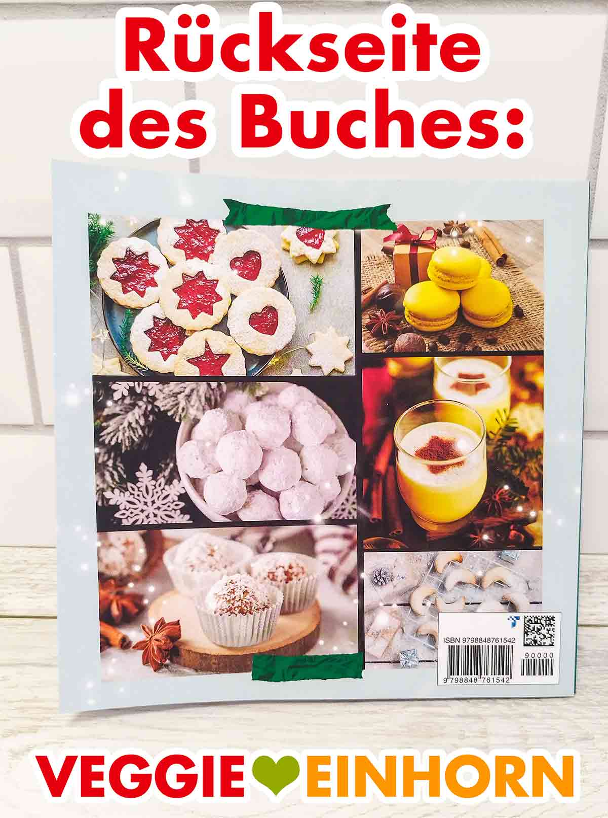 Veganes Weihnachtsgebäck auf der Rückseite des Buchen Rückseite des Buches der vegane Adventskalender von Maria Bachmann