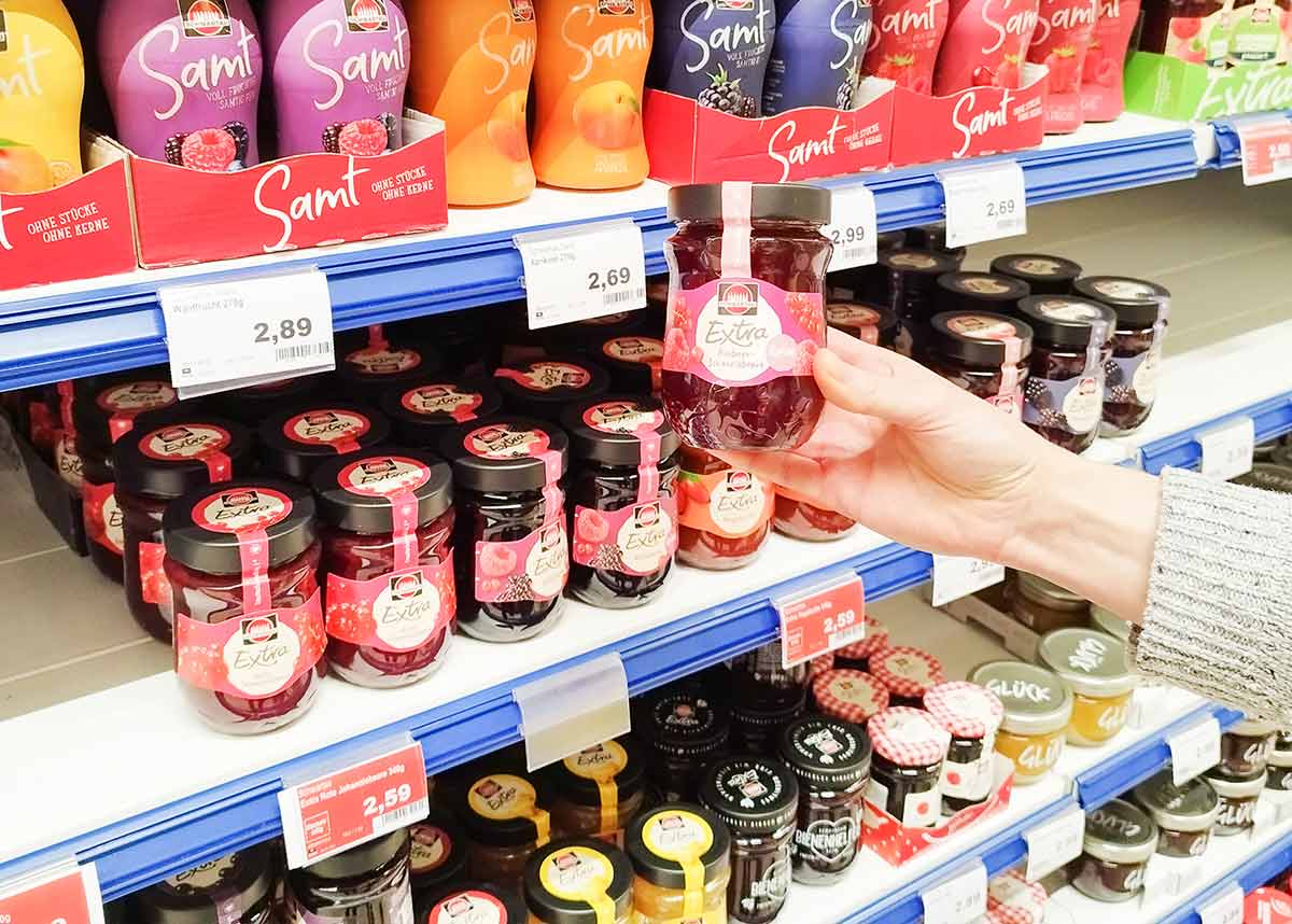 Vegane Marmelade im Supermarkt