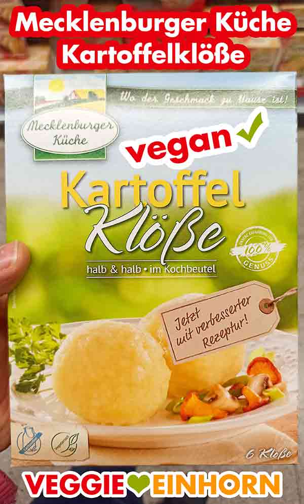 Die Kartoffel Klöße im Kochbeutel von Mecklenburger Küche sind vegan. Mecklenburger Küche Kartoffelklöße halb und halb