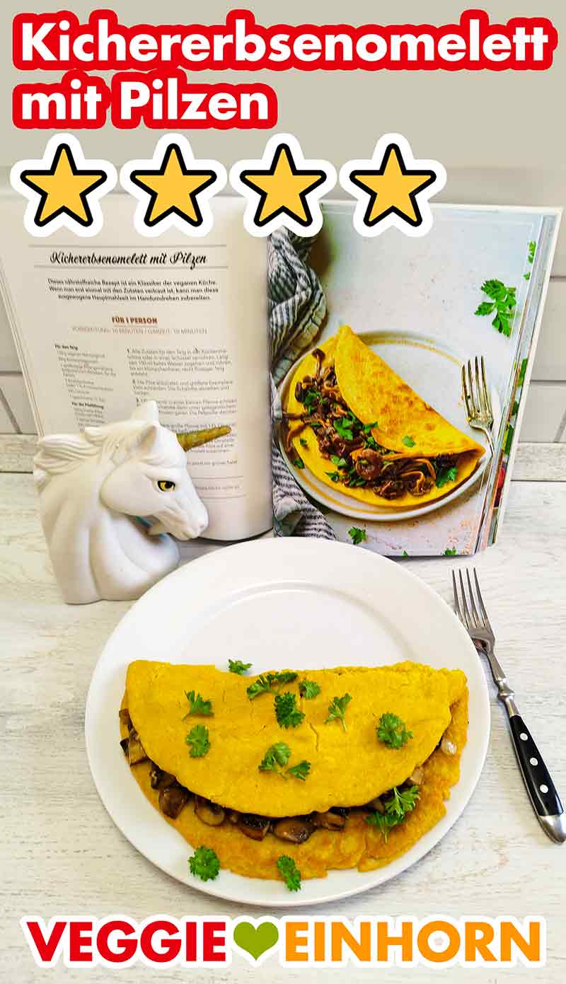 Kichererbsenomelett mit Pilzen auf dem Teller Veganes Kichererbsenomelett aus dem Buch Vegan Schnell und Einfach von Mélanie Mardelay