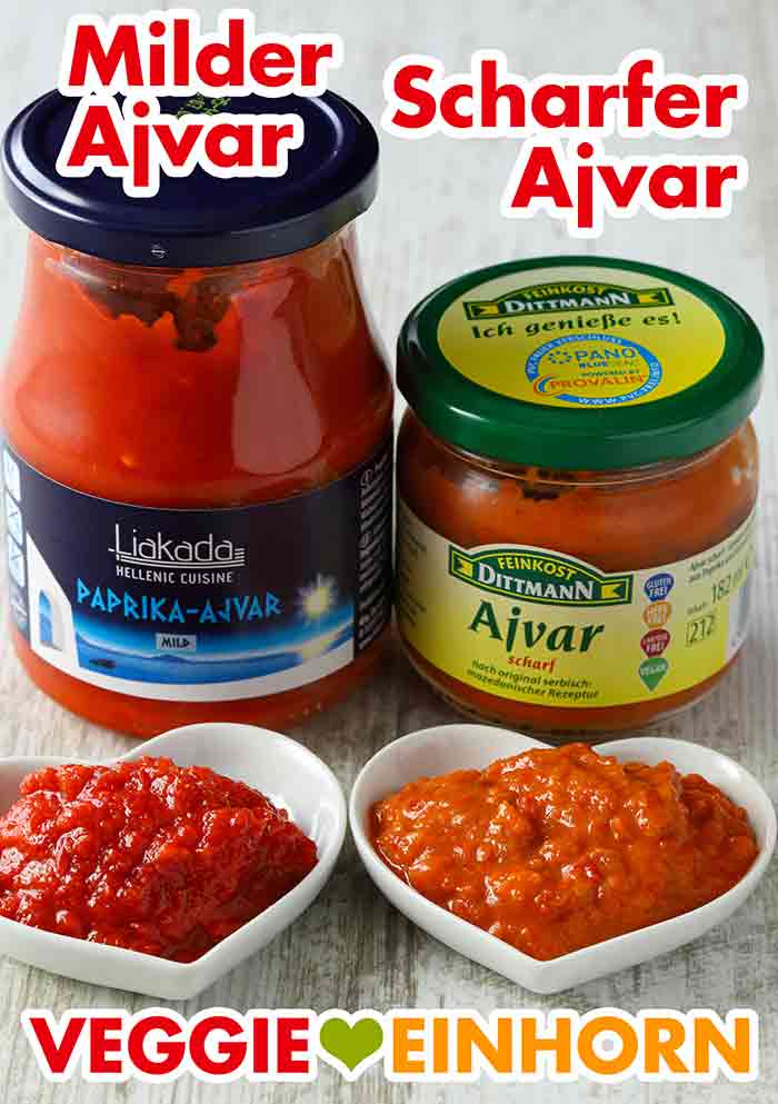Milder oder scharfer Ajvar sind geeignet für die türkischen Nudeln. Milder Ajvar und scharfer Ajvar