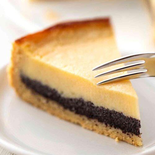 Saftiger veganer Mohn Käsekuchen