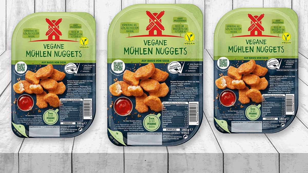 Die Rügenwalder Mühlen Nuggets sind vegan und vegetarisch. Vegane Mühlen Nuggets