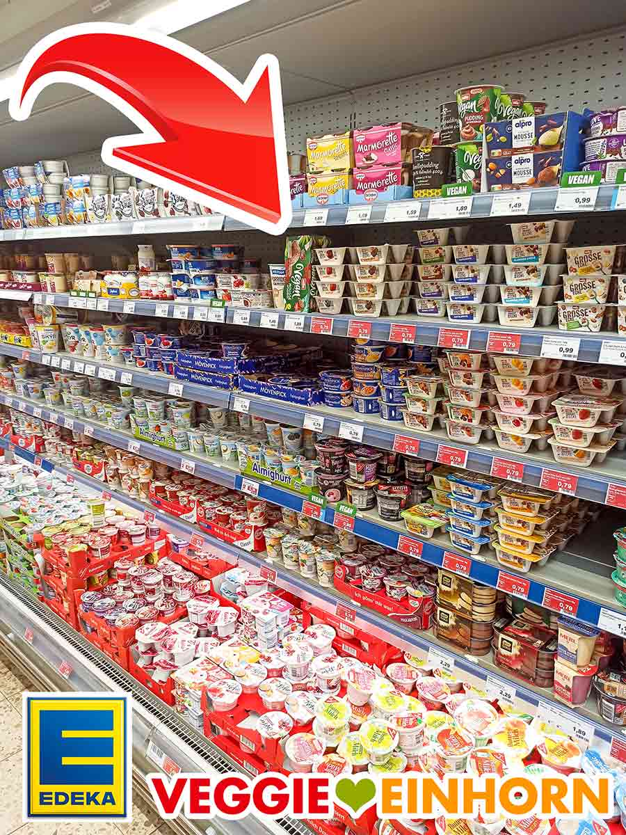 Veganes Mousse au Chocolat von Müller Milch im Supermarkt Veganes Schoko Mousse von Müller im Kühlregal