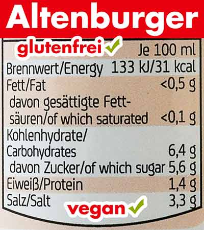 Nährwerte von Altenburger Worcestersauce Nährwerte der Altenburger Worcester Sauce