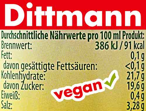 Dittmann Worcestersauce Nährwerte Nährwerte von Dittmann Worcestersauce