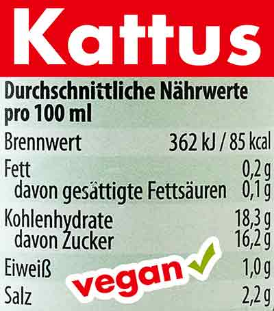 Nährwerte der Kattus Worcestersauce Nährwerte von Kattus Worcestersauce