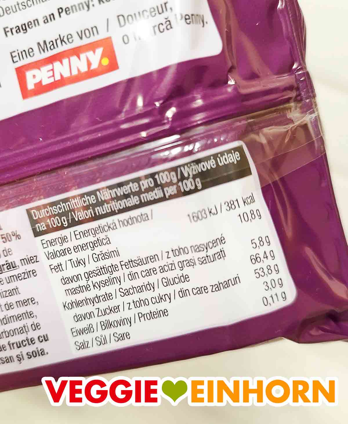 Nährwerte der veganen Zartbitter Dominosteine von Penny Douceur Nährwerte Tabelle auf den veganen Dominosteinen Zartbitter von Penny Douceur