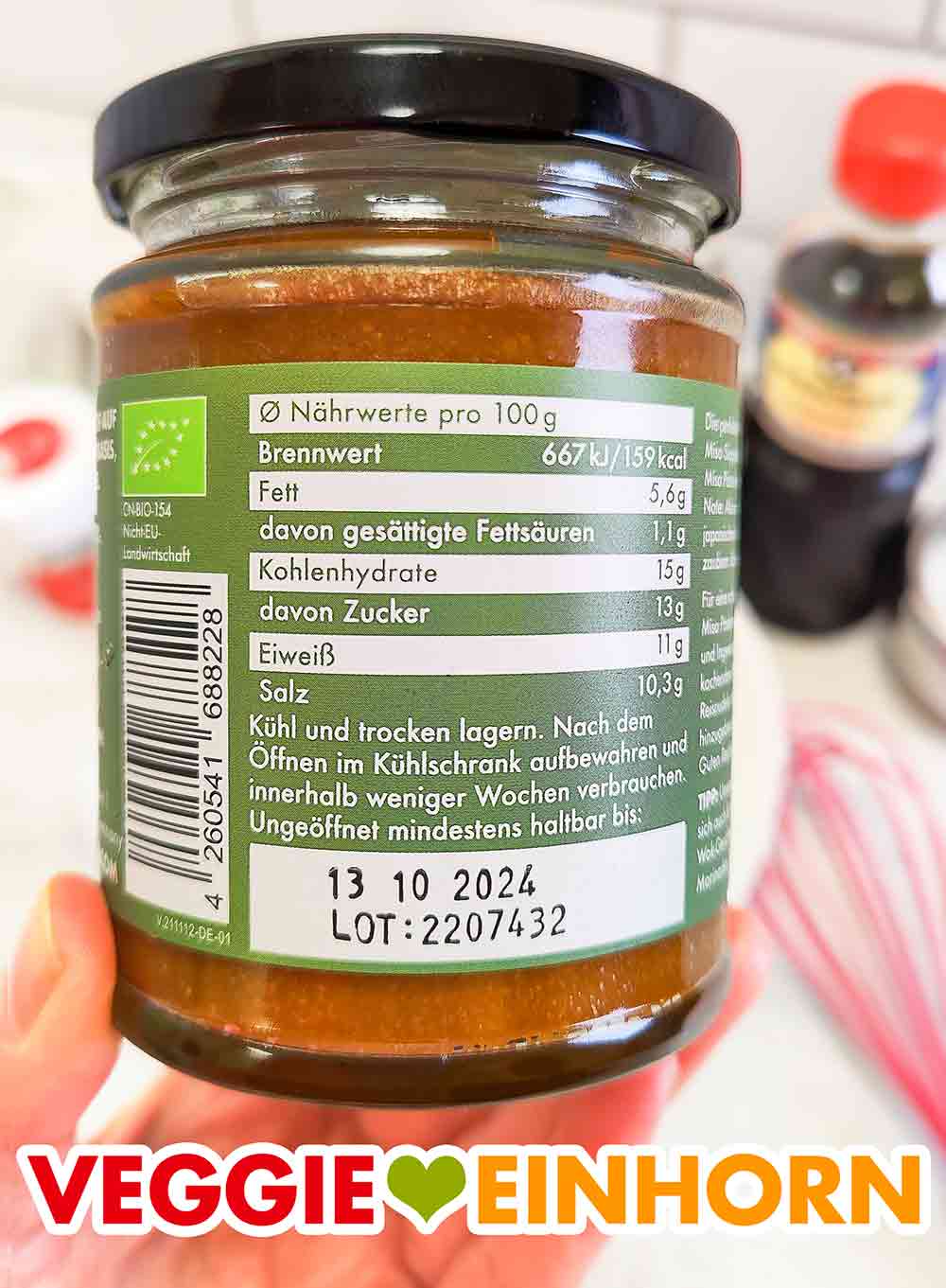 Kalorien und Nährwerte des hellen Shiro Misos von Reishunger Nährwertetabelle auf dem Reishunger Shiro Miso Glas