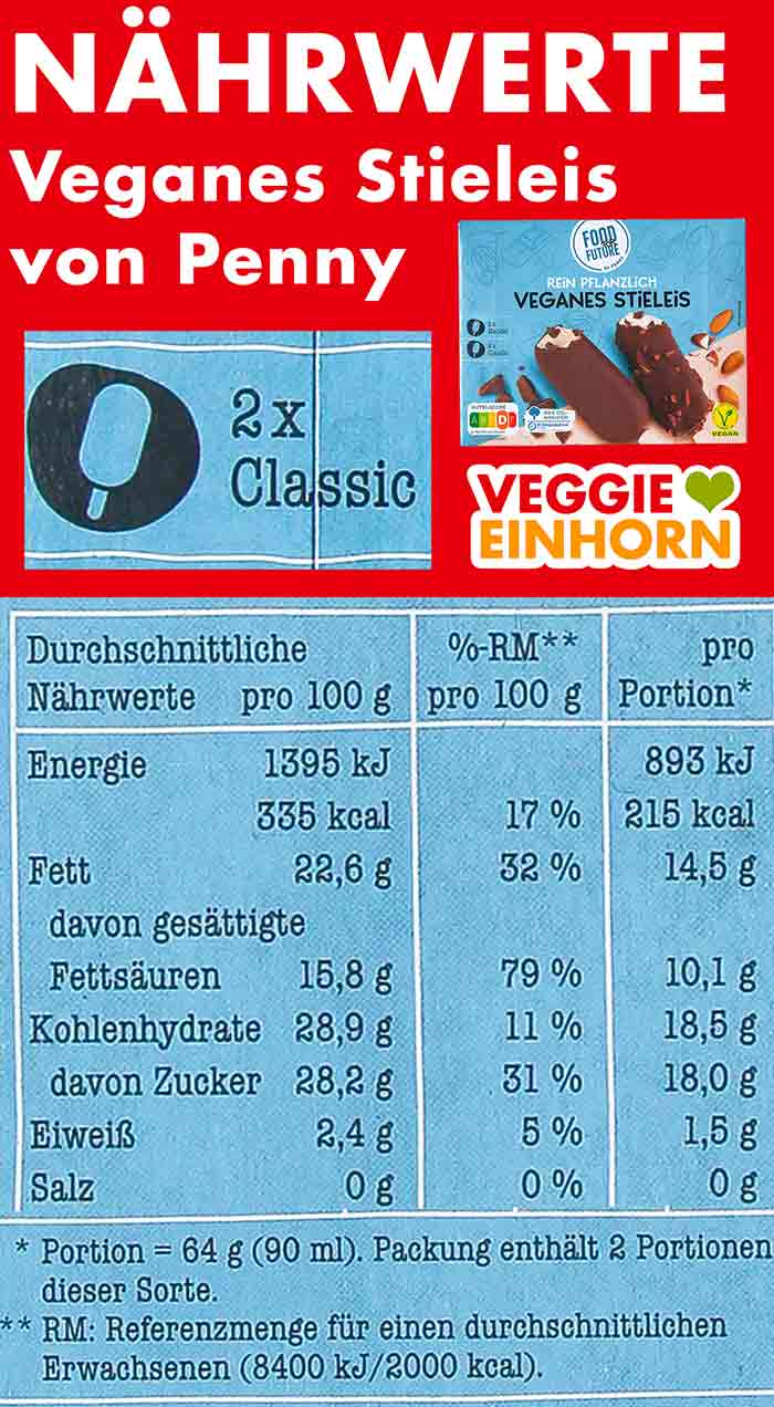 Nährwerte Food For Future Veganes Stieleis Sorte Classic Nährwerte Veganes Stieleis Classic von Penny