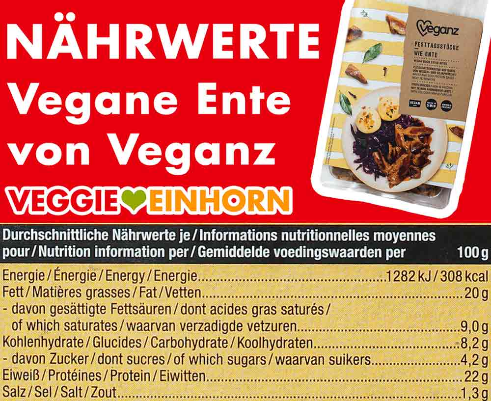 Nährwerte der Veganz Ente Nährwerte der veganen Ente von Veganz