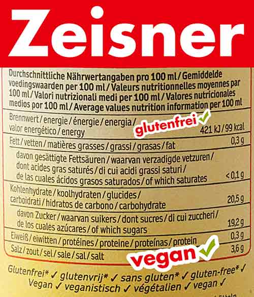 Zeisner Worcestersauce Nährwerte Nährwerte von Zeisner Worcestersauce