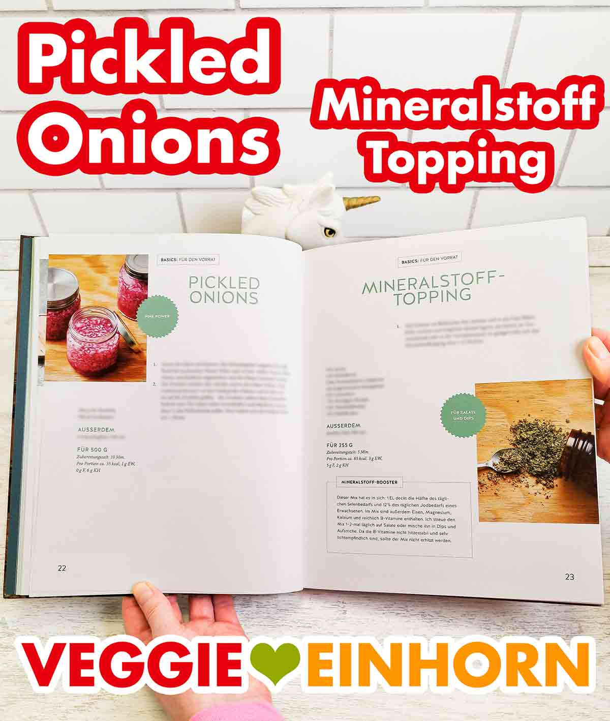 Die Rezepte für Pickled Onions und Mineralstoff Topping sind von Nicole Just (La Veganista). Die Rezepte Pickled Onions und Mineralstoff-Topping im Buch Die Vegane Jeden-Tag-Küche von Nicole Just
