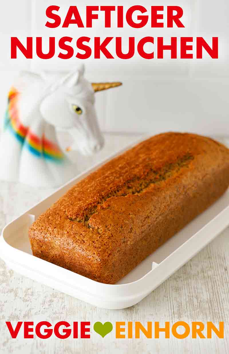 Der saftige Nusskuchen aus der Kastenform ist vegan. Nuss Kastenkuchen