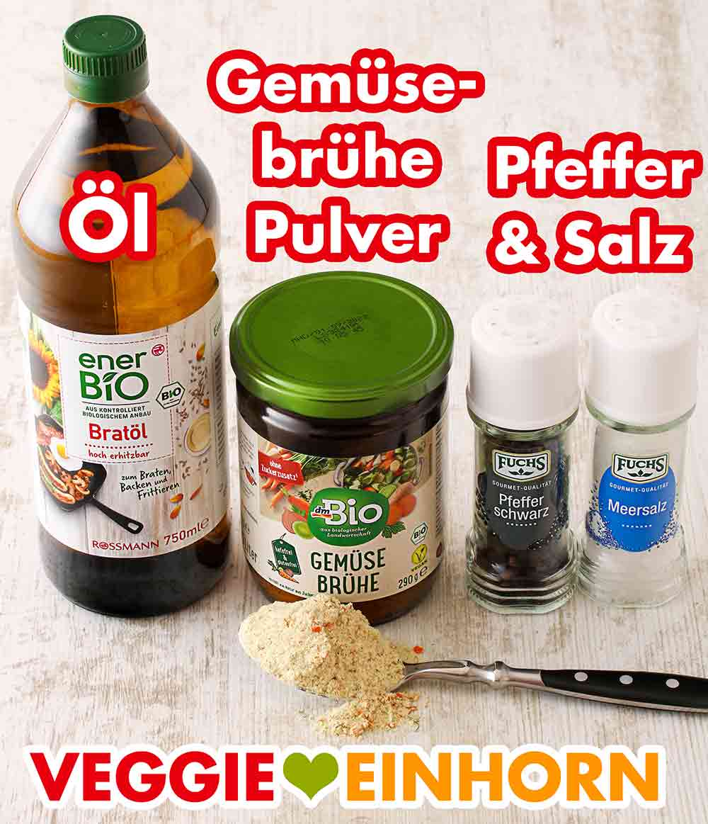 Rossmann enerBIO Bratöl, dm Bio Gemüsebrühe Pulver, Fuchs Schwarzer Pfeffer und Meersalz Öl, Gemüsebrühe Pulver, Pfeffer und Salz
