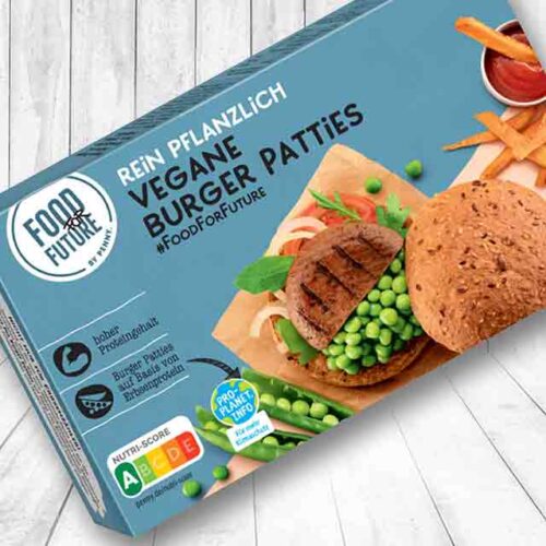 Eine Packung tiefgefrorene Burger Patties von Penny