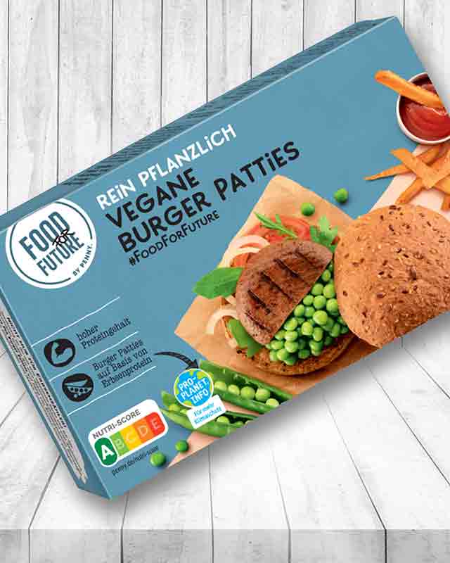 Eine Packung tiefgefrorene Burger Patties von Penny