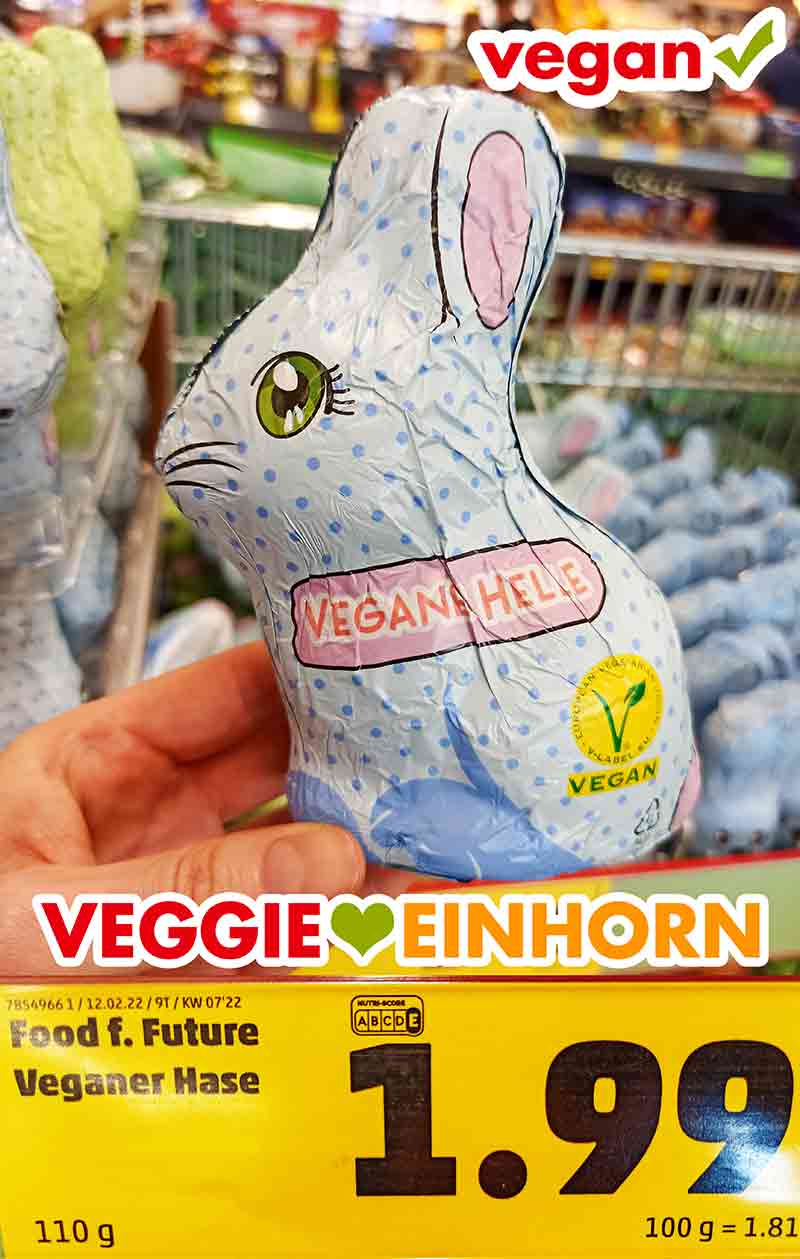 Der vegane Schokohase kostet 1,99 Euro. Vegane Helle Osterhase im Penny