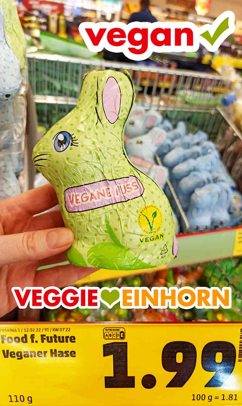 Der Food For Future Schokoladenhase kostet 1,99 Euro. Der Schoko Osterhase aus veganer Nuss Schokolade im Penny