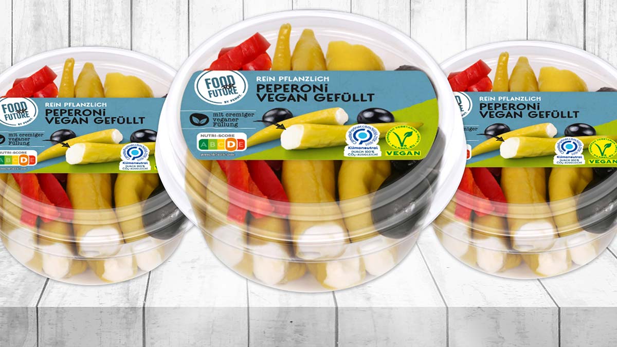 Die gefüllten Peperoni von Food for Future sind vegane Antipasti. Peperoni vegan gefüllt von Penny Food for Future