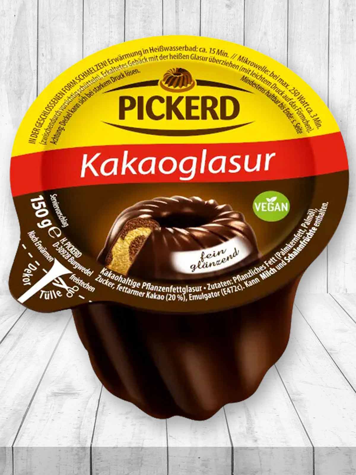 Die Pickerd Kakaoglasur ist eine vegane Schokoglasur. Vegane Kakaoglasur von Pickerd