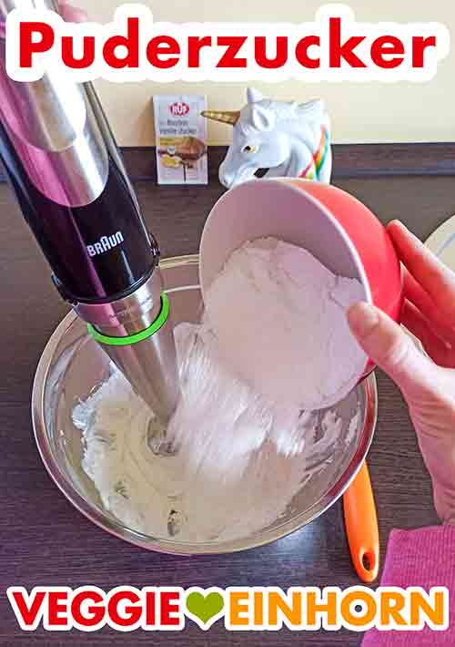 Puderzucker hinzugeben Puderzucker zum Mascarpone zufügen
