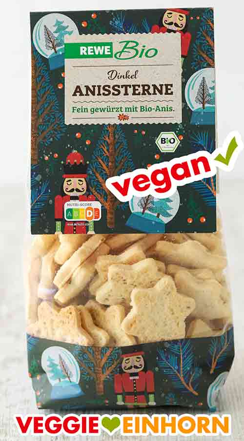 Die Dinkel Anissterne von Rewe Bio sind vegan. Vegane Anissterne von Rewe Bio