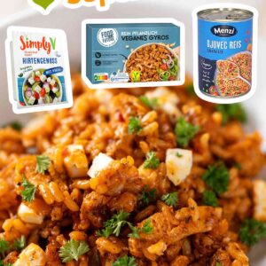 Rezept für veganen Gyrosauflauf mit veganem Feta
