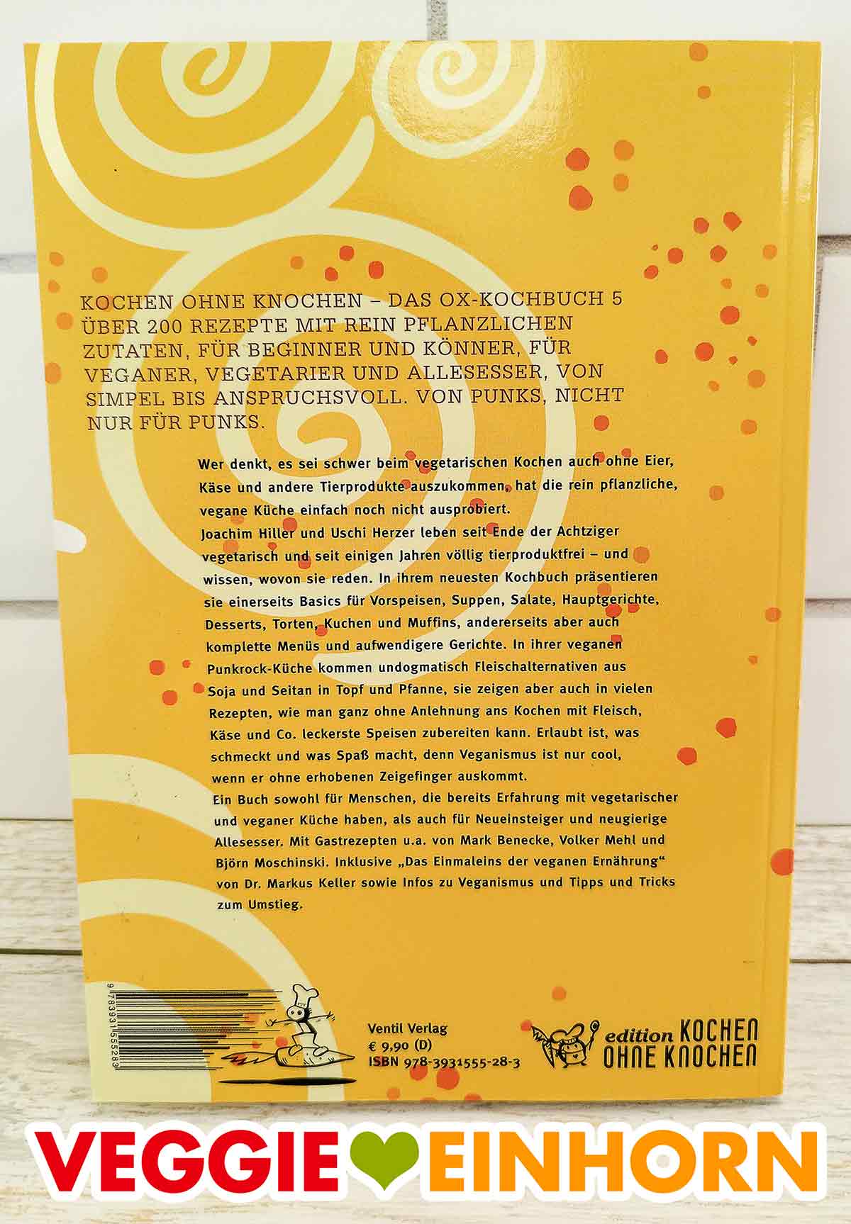 So sieht das Backcover vom veganen Ox-Kochbuch 5 aus. Rückseite des Buches Kochen ohne Knochen - Das Ox Kochbuch 5