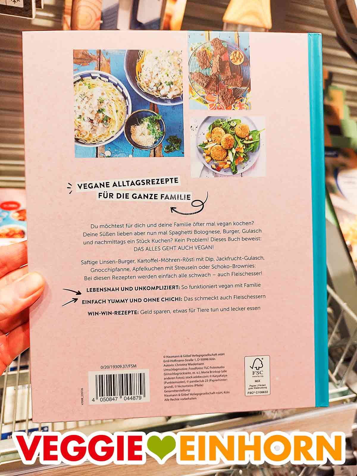So sieht das Buch von hinten aus. Rückseite des Buches Öfter mal vegan