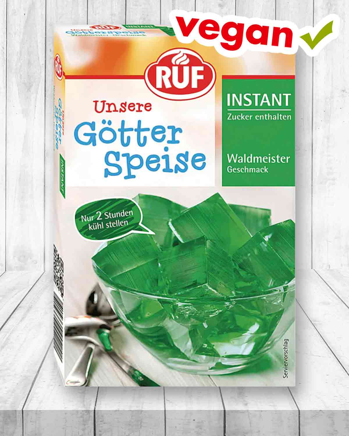 Vegane Instant Götterspeise Waldmeister Geschmack von RUF